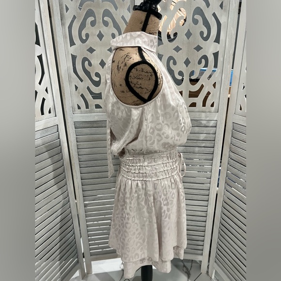 Take Me Away Satin Leopard Smocked Dress - White - Medium - Picture 11 of 14